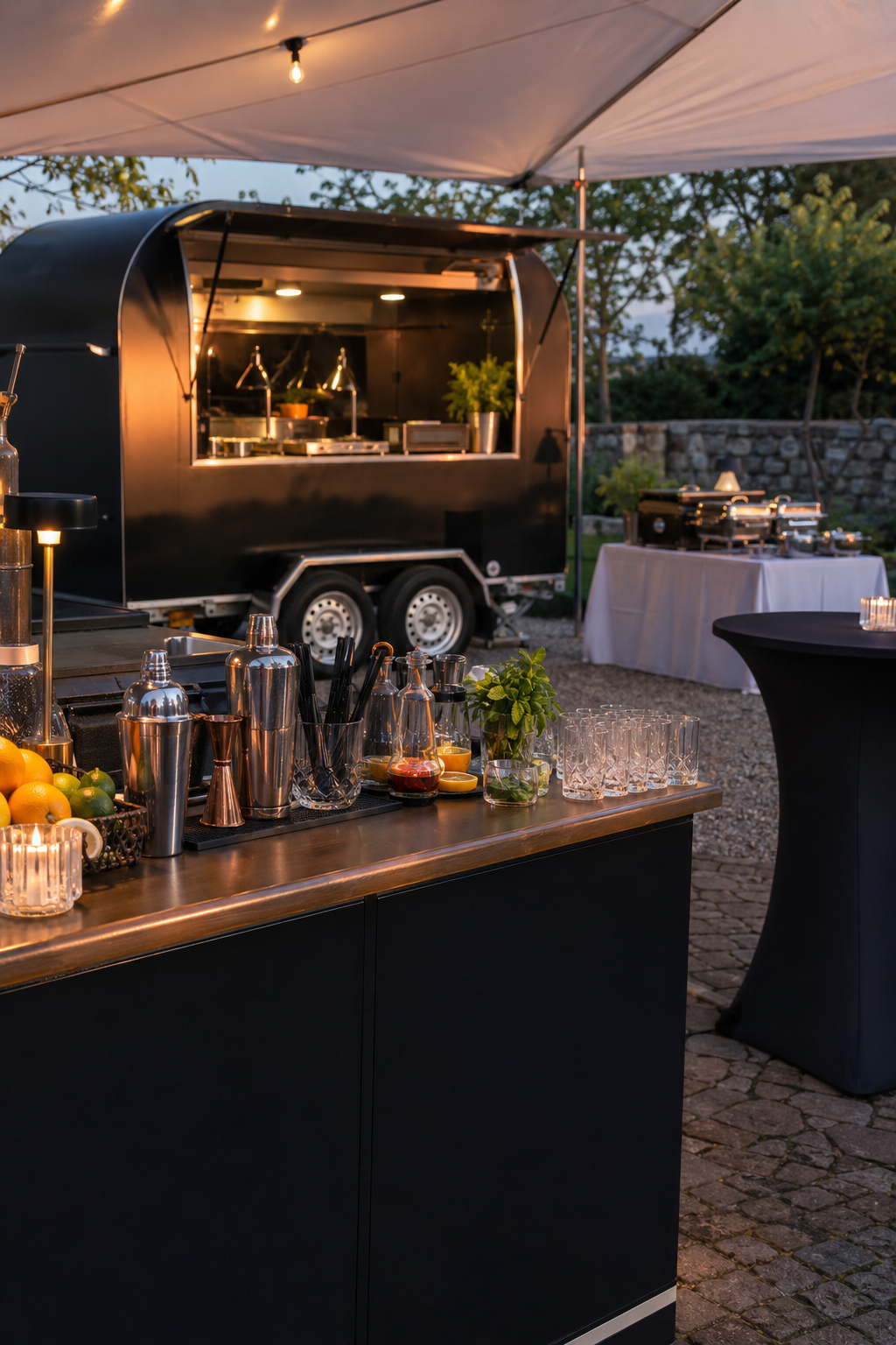 Mobile Cocktailbar mit Foodwagen und Catering für Veranstaltungen
